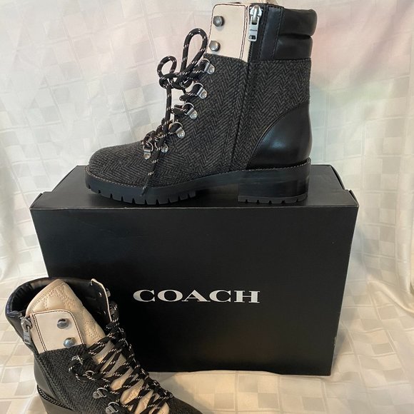 Coach Shoes - Coach Women's Lorren Hiker Boots - Black Chalk – Size 6.5